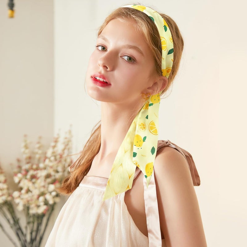 DOCILA Skinny Scarf For Women Fruits Print Silk Hair Head Scarf Small Purse Bag Neck Scarves Headband Handbag Accessories - Image 3
